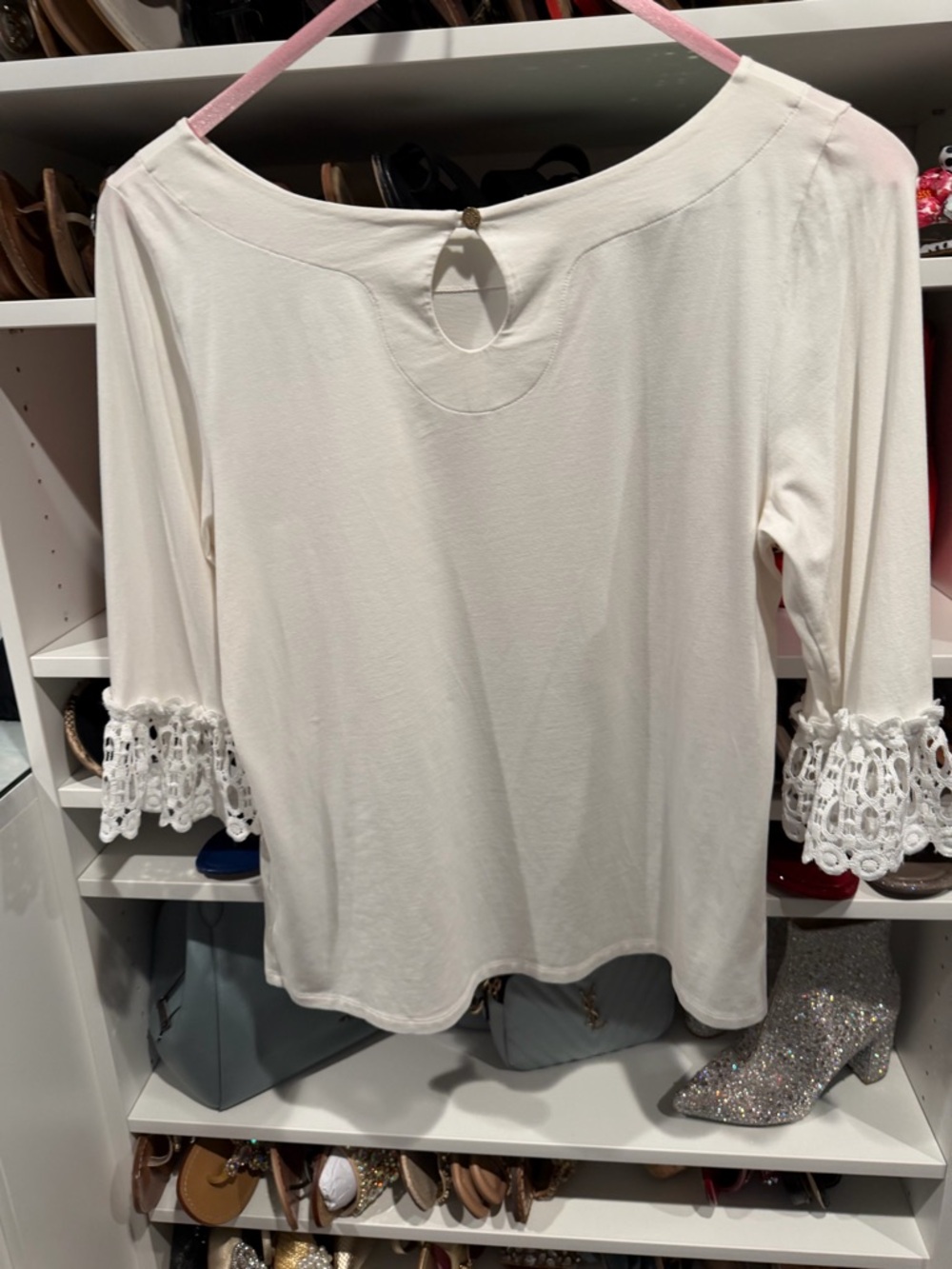Lilly Pulitzer White Crochet Bell Cuff Long Sleeve Tee - Picture 2 of 4